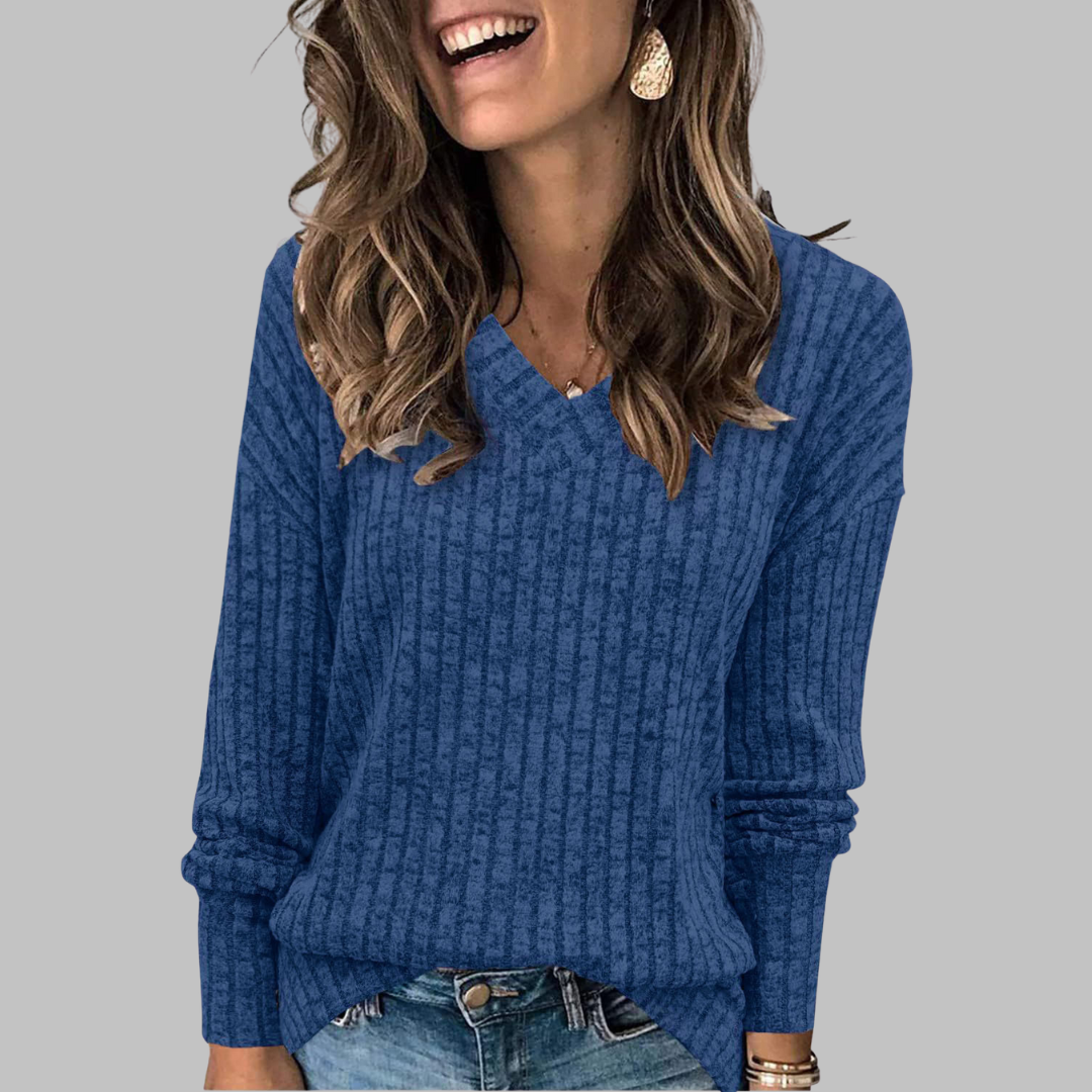 Maribel – Comfy V-Neck Long Sleeve Top