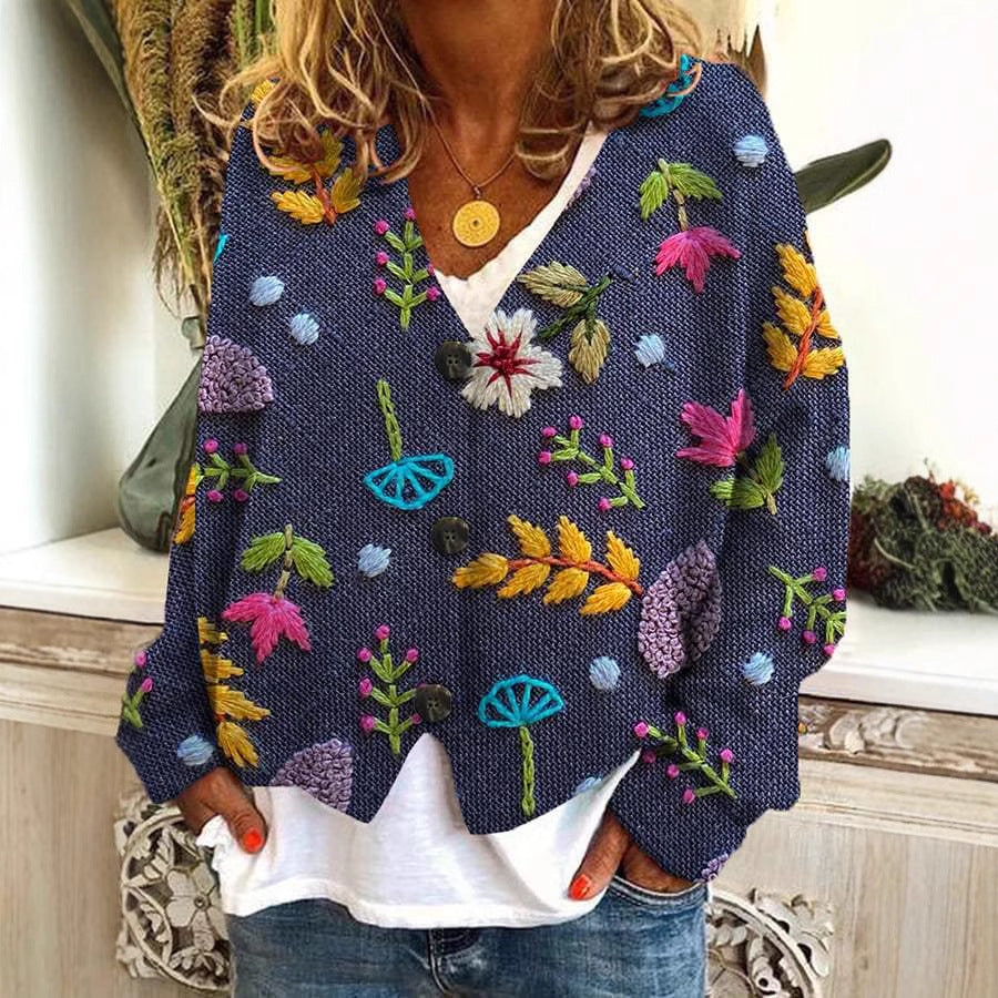 Cardigan with Petal Thread