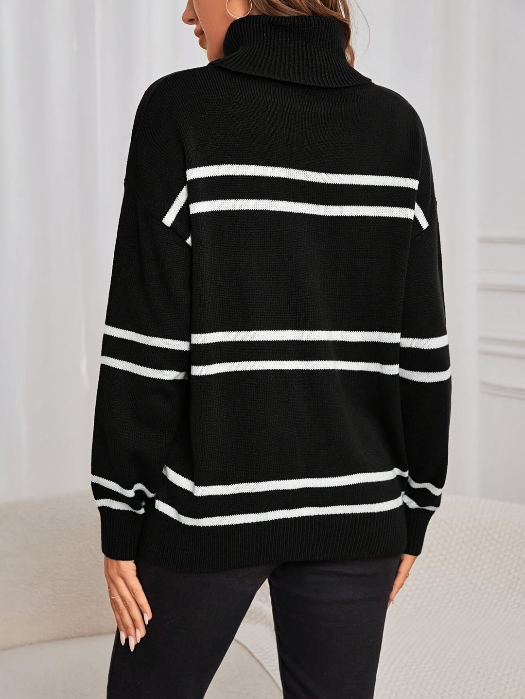Thea | Striped Turtleneck Sweater