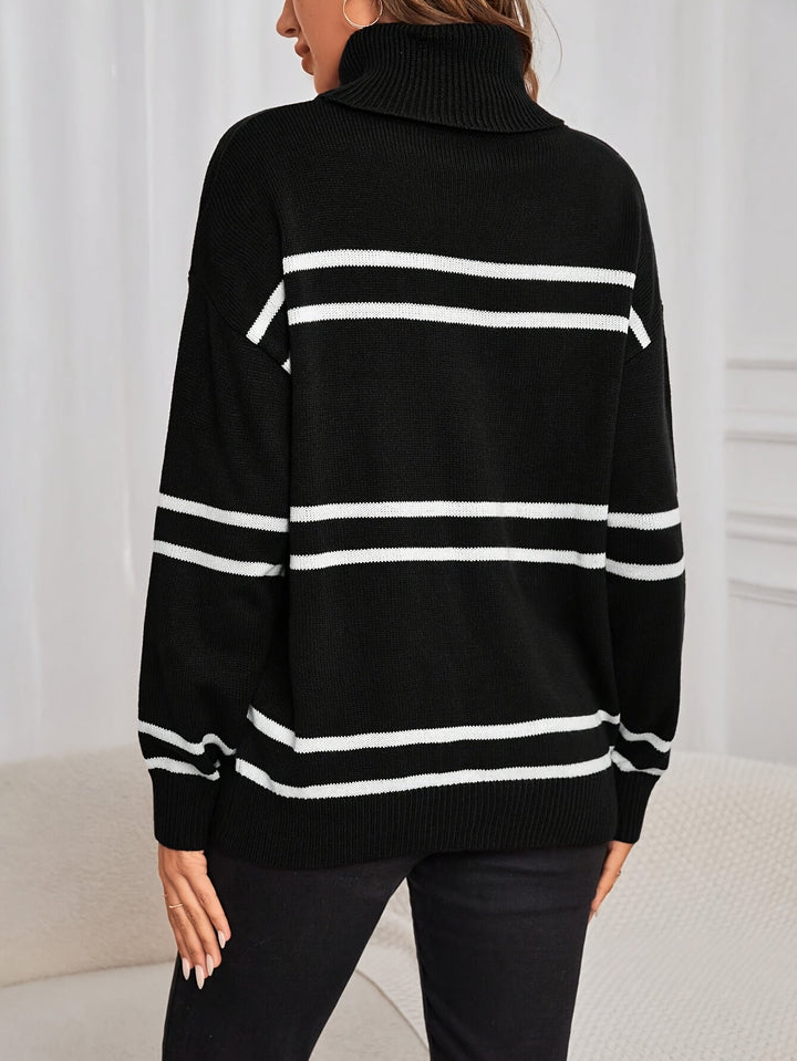 Thea | Striped Turtleneck Sweater