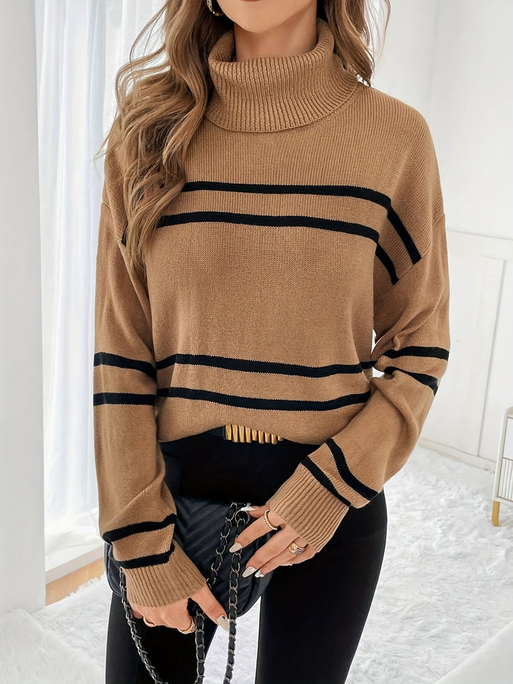 Thea | Striped Turtleneck Sweater