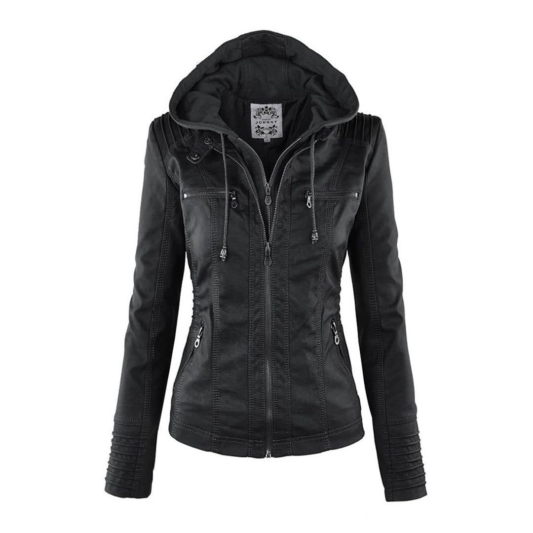 Sienna™ | Faux Leather Jacket with Hood