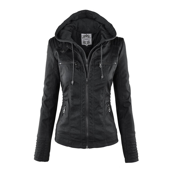 Sienna™ | Faux Leather Jacket with Hood