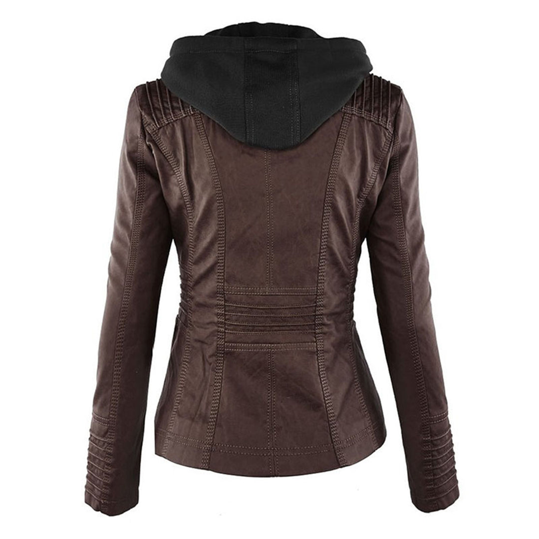 Sienna™ | Faux Leather Jacket with Hood