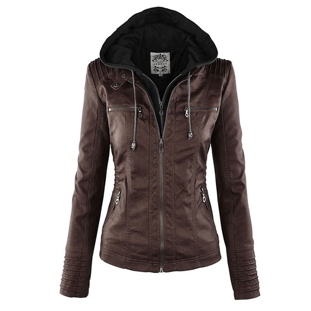 Sienna™ | Faux Leather Jacket with Hood
