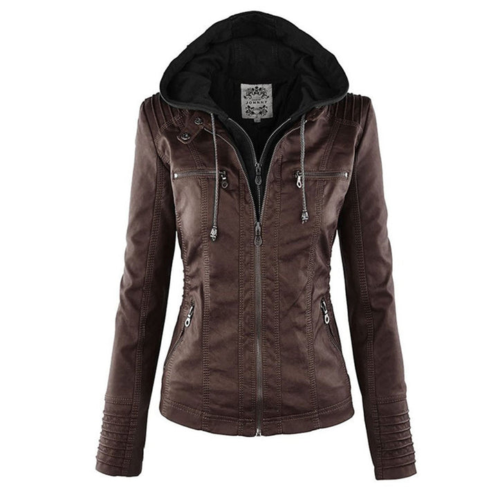 Sienna™ | Faux Leather Jacket with Hood