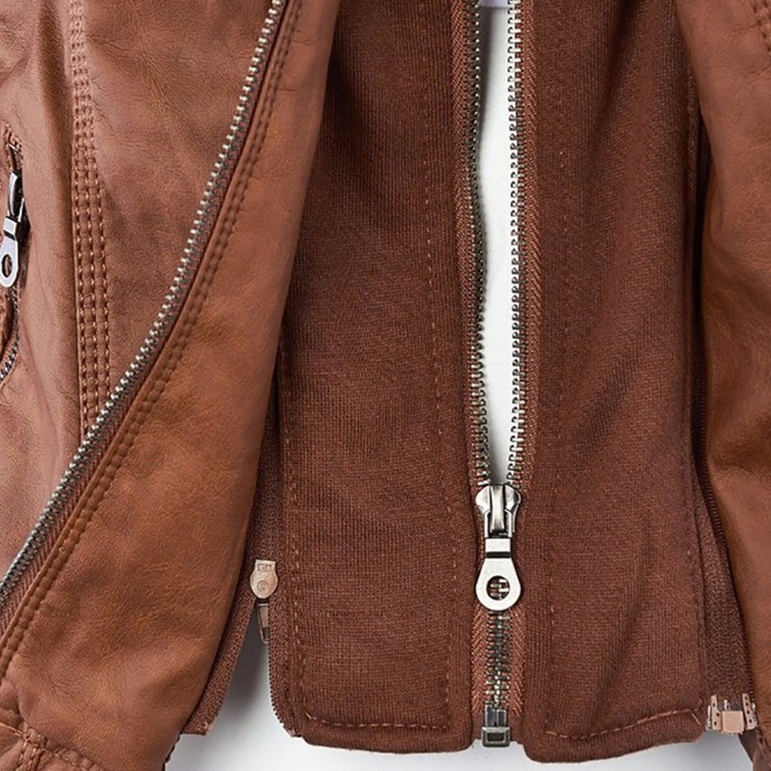 Sienna™ | Faux Leather Jacket with Hood