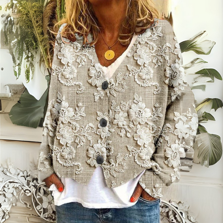 Cardigan with Petal Thread